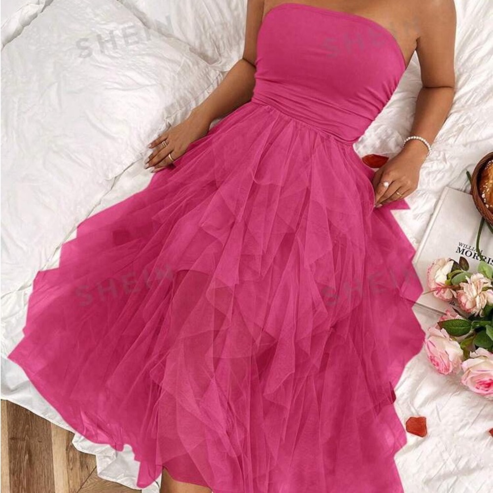 Elegant Pink Strapless Dress